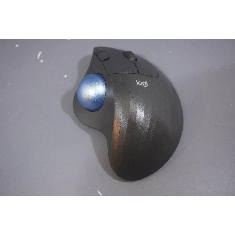 Logitech ERGO M575 Wireless Trackball Mouse Graphite Gray Blue Ball W/USB Dongle